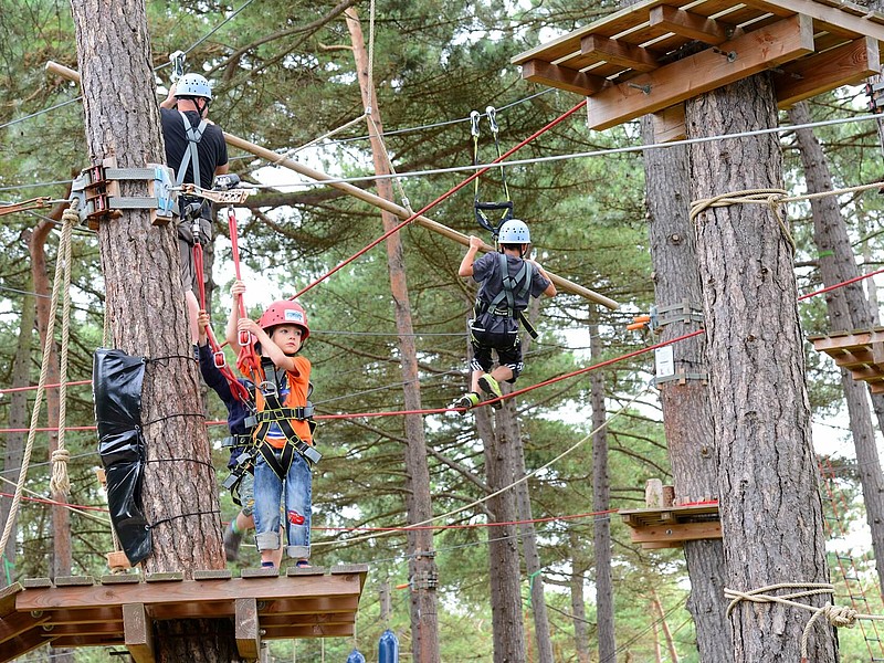 Personen klettern im Kletterpark Sahlenburg