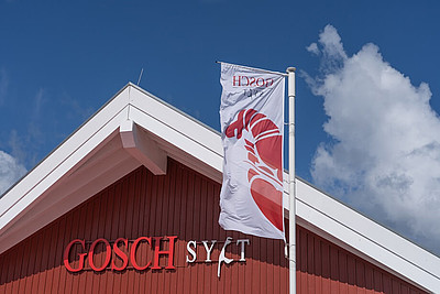 Logo von Gosch Sylt an einer Bude