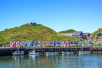 Bunte Hummerbuden auf Helgoland