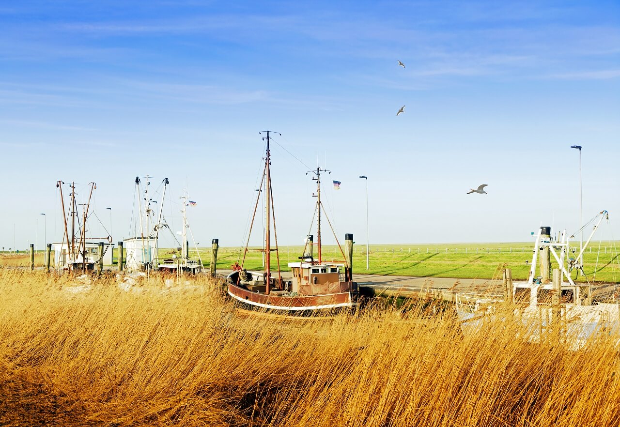 Kutter im Kutterhafen an der Wurster Nordseeküste