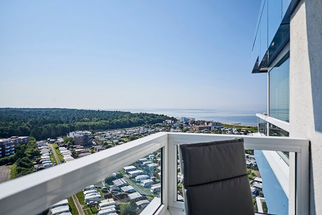 Ausblick vom Balkon über Cuxhaven Sahlenburg und die Nordsee