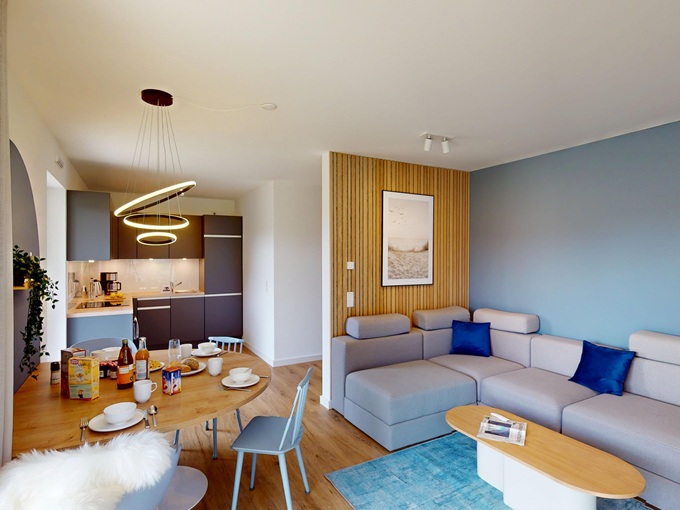 Ferienwohnung Lighthouse Duhner Spitze W03 von Innen im Thema Meer