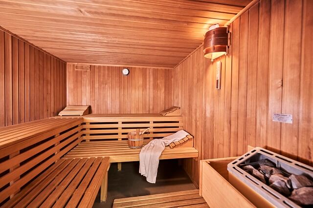 Die Sauna von innen im Haus Poseidon in Cuxhaven