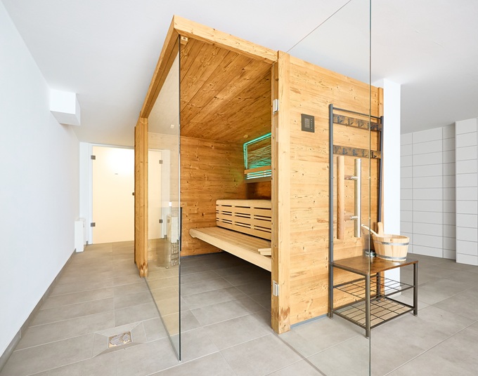 Blick in die Sauna im Haus Northside I