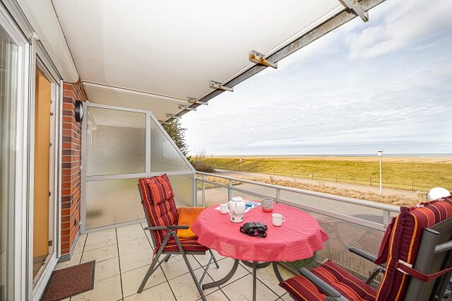 Blick vom Balkon auf das Wattenmeer in Cuxhaven